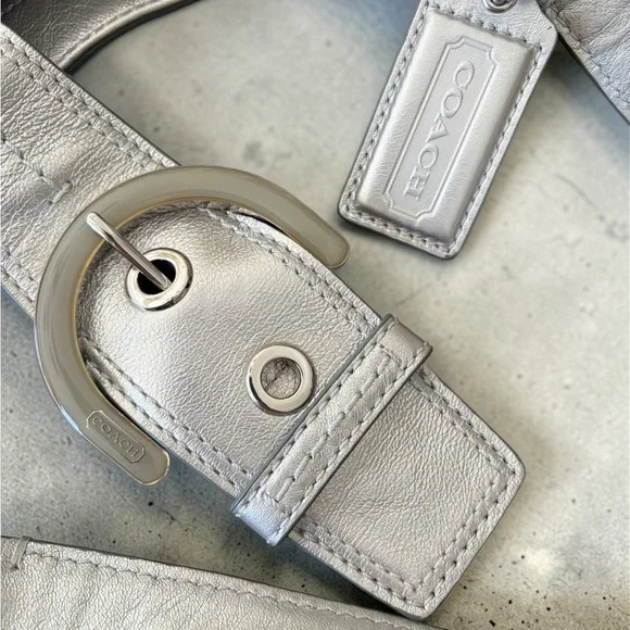 Coach Grey Pale Lilac & Silver Signature Hobo Shoulder Bag Vintage - Picture 12 of 14